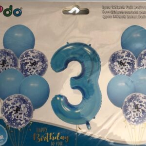 Set de globos c/número Celeste (LT-37770)
