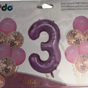 Set de globos c/número fucsia (LT-37770)