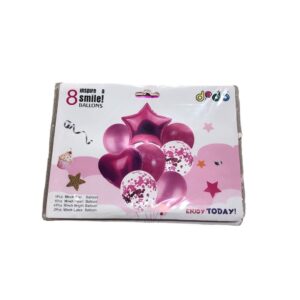 Set de globos corazón y Estrella x8 rosa (37754)