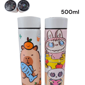 Botella c/sensor de temperatura de Labubu y Capibara 500ml